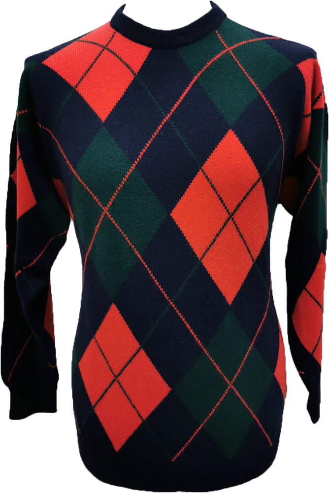 Westaway - 2ply cashmere crew neck all over argyle intarsia pullover